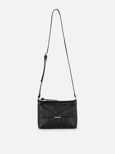 Faux Leather Quilted Crossbody Bag