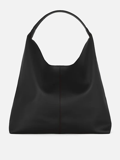 Faux Leather Scoop Shopper Bag