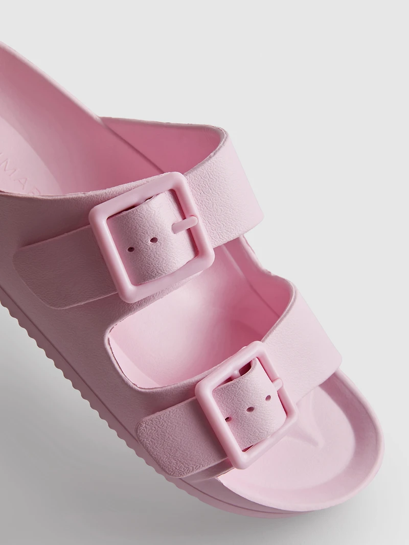Chunky Double Buckle Strap Sandals