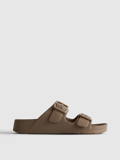 Chunky Double Buckle Strap Sandals