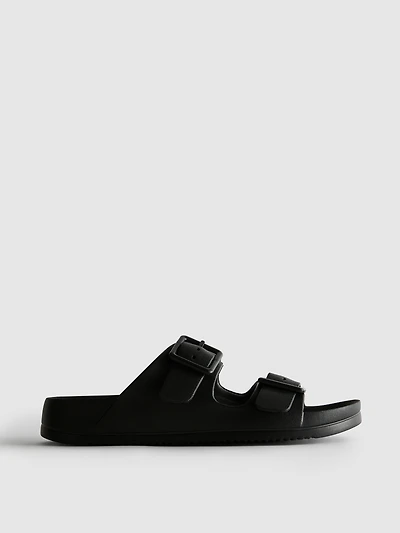 Chunky Double Buckle Strap Sandals