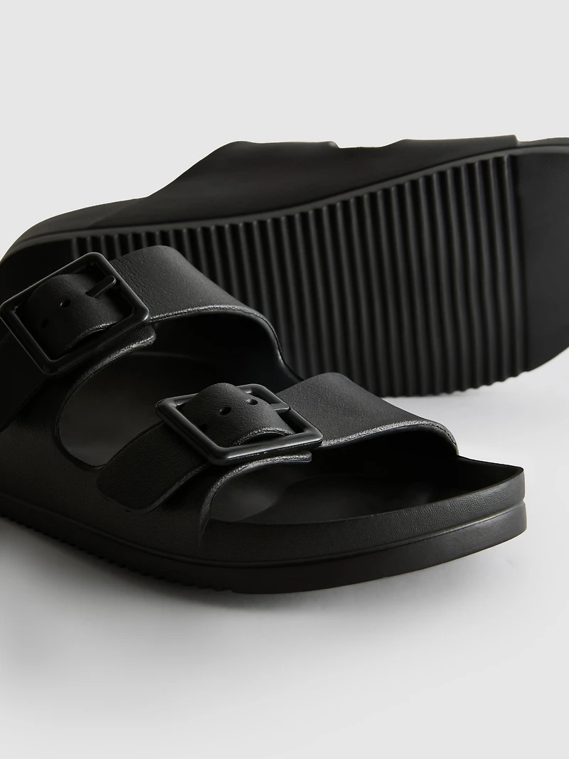 Chunky Double Buckle Strap Sandals