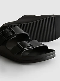 Chunky Double Buckle Strap Sandals