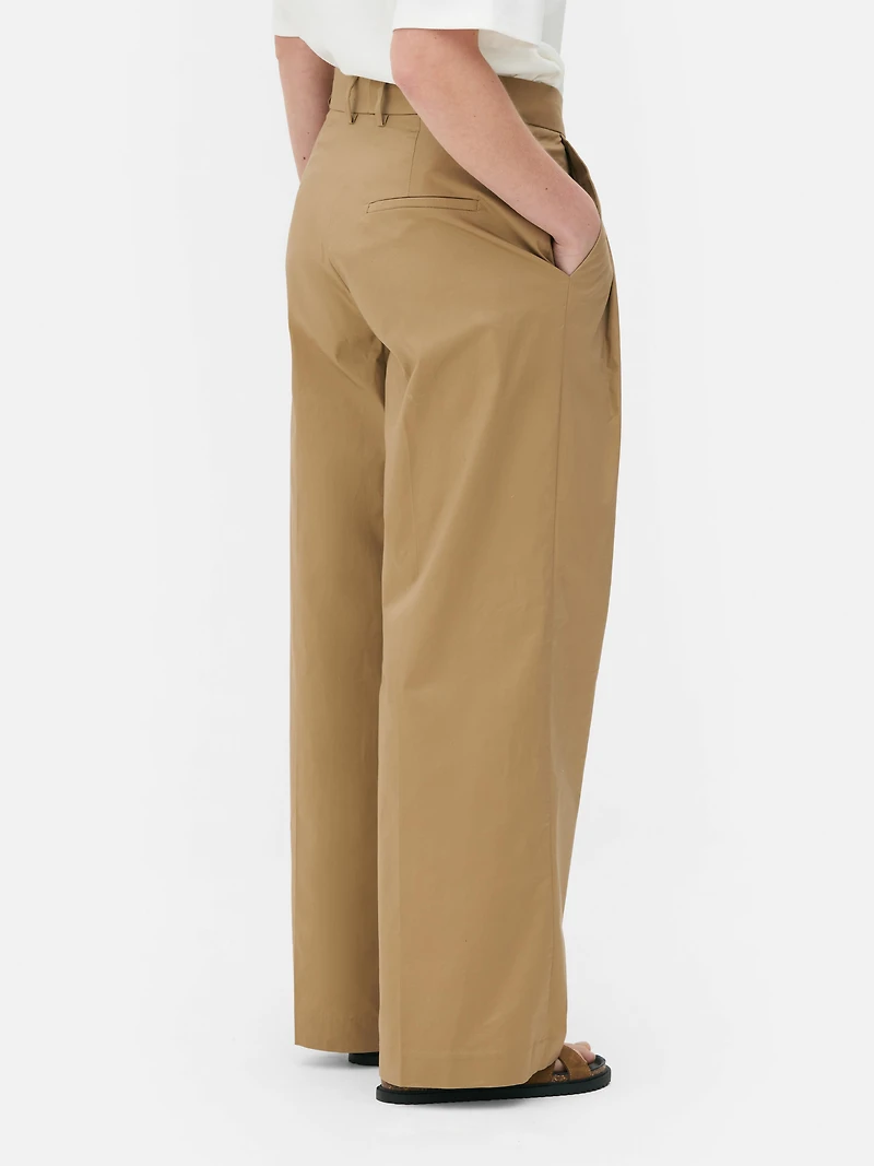 The Edit Wide Leg Poplin Pants