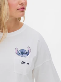 Women's White Disney’s Stitch Shorts Pajama Set