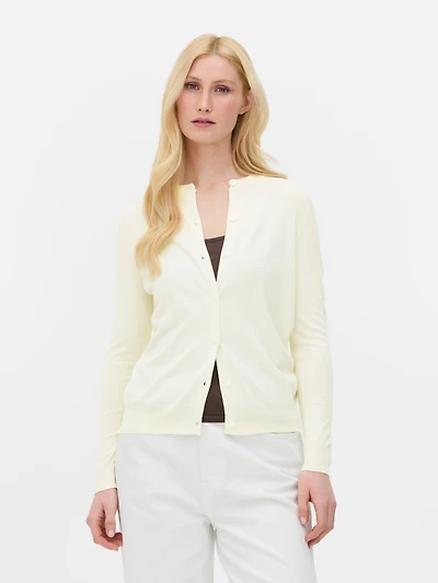 Women's Ivory Crew Neck Cardigan