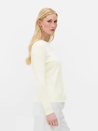 Women's Ivory Crew Neck Cardigan