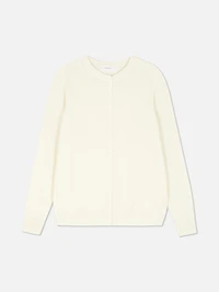 Women's Ivory Crew Neck Cardigan