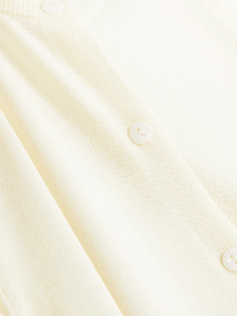 Women's Ivory Crew Neck Cardigan