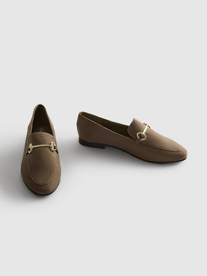Women's Light Brown Snaffle Buckle Loafers