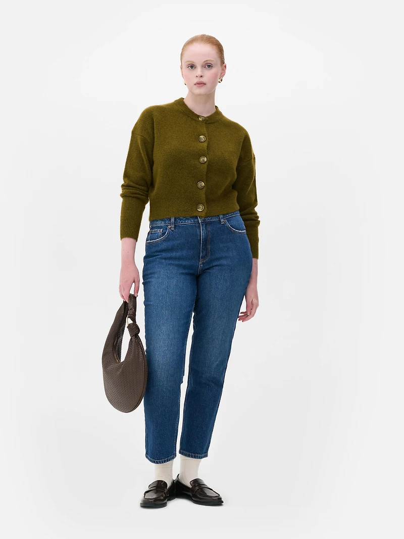 Relaxed Crew Button Cardigan