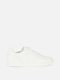Men's White Paneled Low Top Sneakers