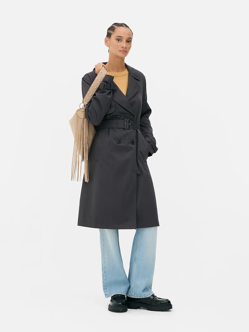 Women's Charcoal Essential Belted Trench