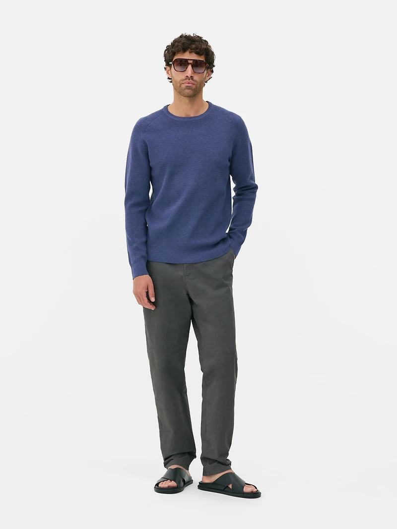 Men's Dark Blue Ribbed Sweate