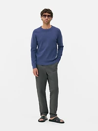 Men's Dark Blue Ribbed Sweate