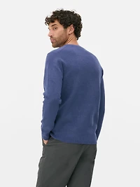 Men's Dark Blue Ribbed Sweate