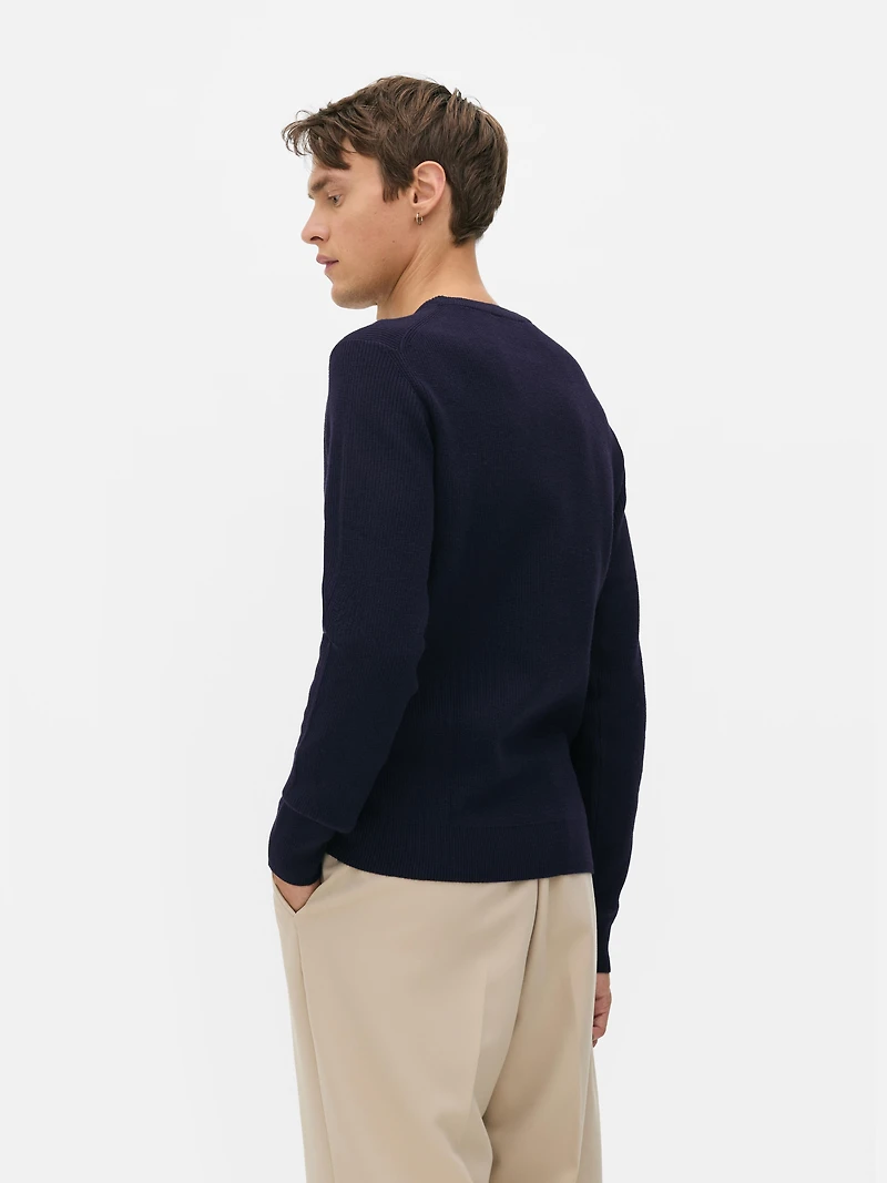 Men's Navy Ribbed Sweate