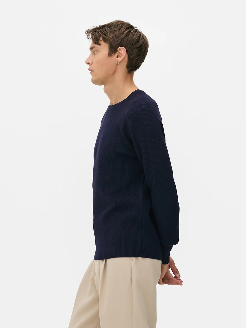 Men's Navy Ribbed Sweate