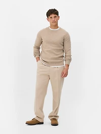 Men's Taupe Ribbed Sweate
