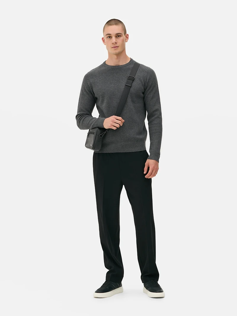 Men's Charcoal Ribbed Sweate