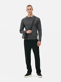 Men's Charcoal Ribbed Sweate