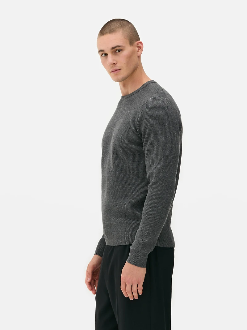 Men's Charcoal Ribbed Sweate