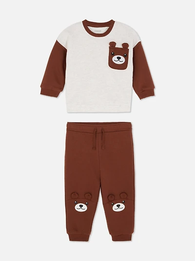 Bear Raglan Sweatshirt and Joggers Set
