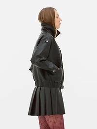 Rita Ora Faux Leather Bomber Jacket