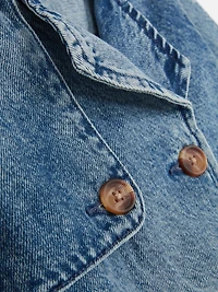 1.5-8yrs | Cropped Double-Breasted Denim Trench Coat