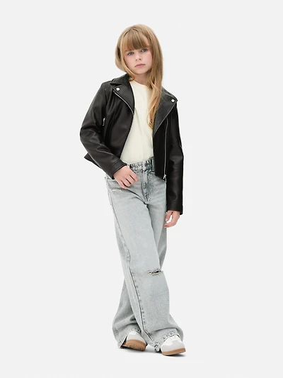 7-15yrs | Faux Leather Biker Jacket