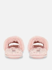 Women's Pink Fluffy Crossband Slippers