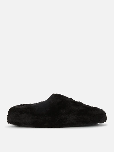 Women's Black Fluffy Slippers