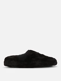Women's Black Fluffy Slippers