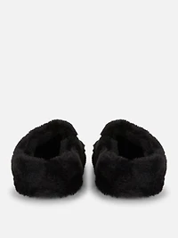 Women's Black Fluffy Slippers