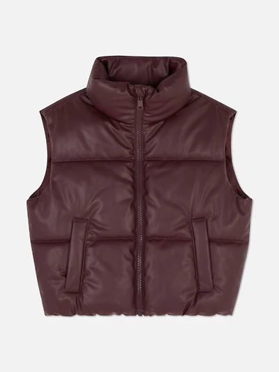7-15yrs | Faux Leather Puffer Gilet
