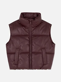 7-15yrs | Faux Leather Puffer Gilet