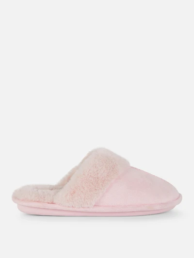 Women's Pink Plush Mule Slippers