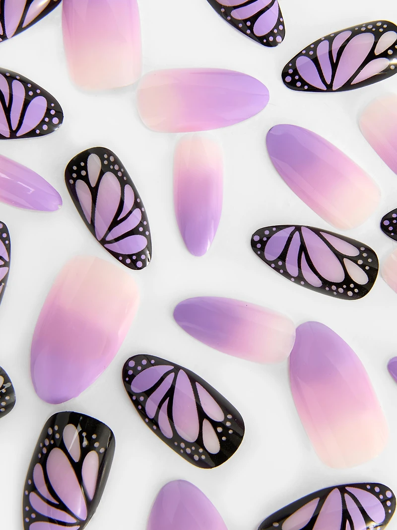 PS... Butterfly Pointed Gloss Faux Nails