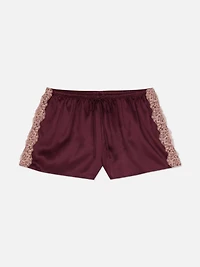 Satin Contrast Lace Shorts