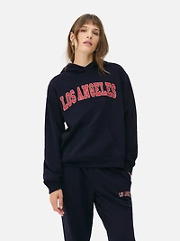 Women's Navy Printed Graphic Hoodie