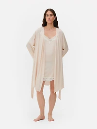 Contrast Lace Mid Length Robe