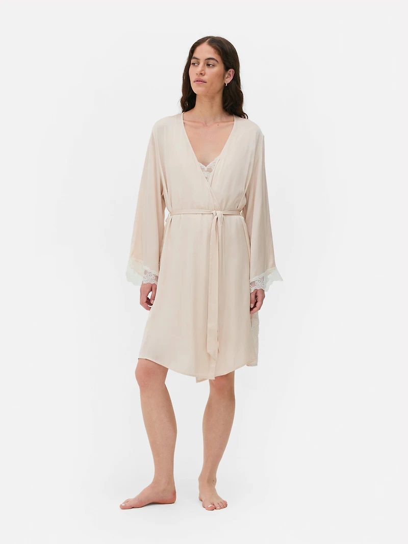 Contrast Lace Mid Length Robe