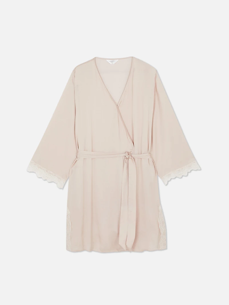 Contrast Lace Mid Length Robe
