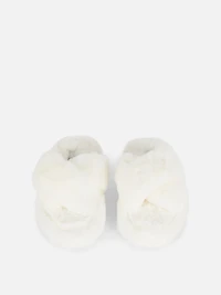 Fluffy Cross Strap Slippers