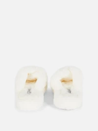 Fluffy Cross Strap Slippers