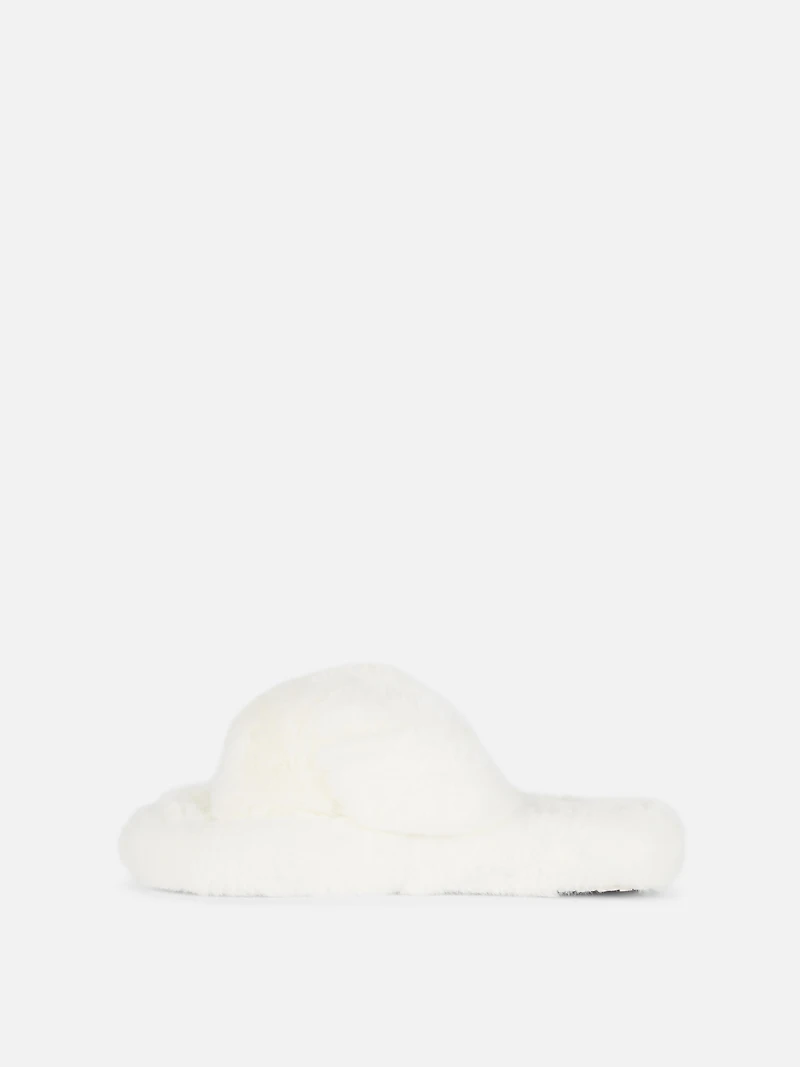 Fluffy Cross Strap Slippers