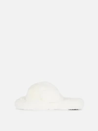 Fluffy Cross Strap Slippers