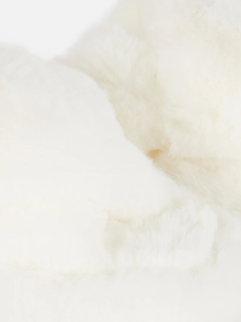 Fluffy Cross Strap Slippers