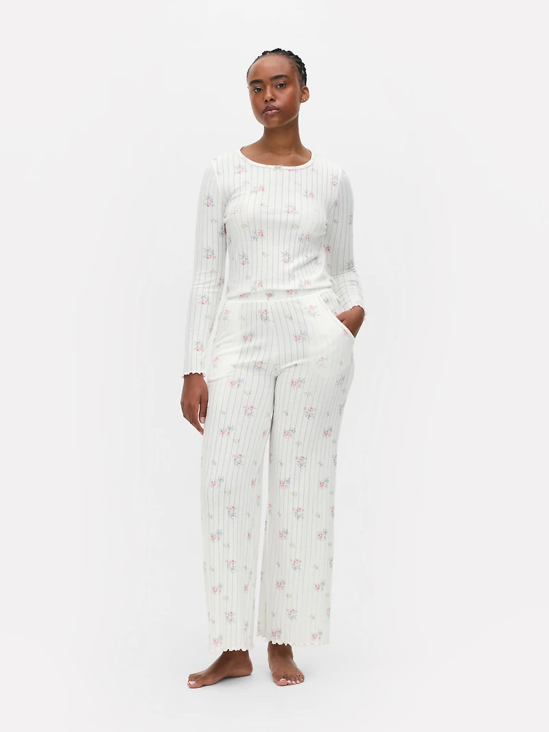 Floral Pointelle Pajama Bottoms