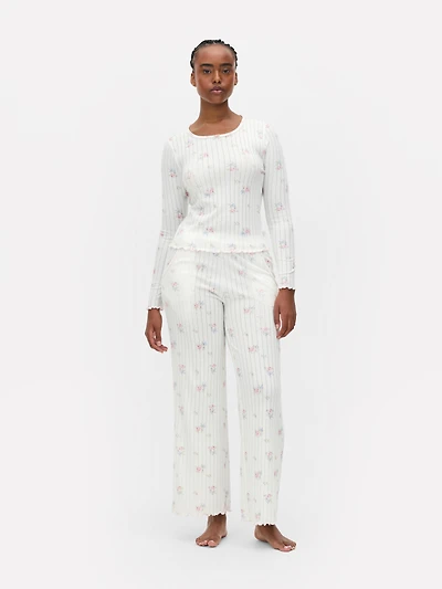 Floral Pointelle Pajama Top